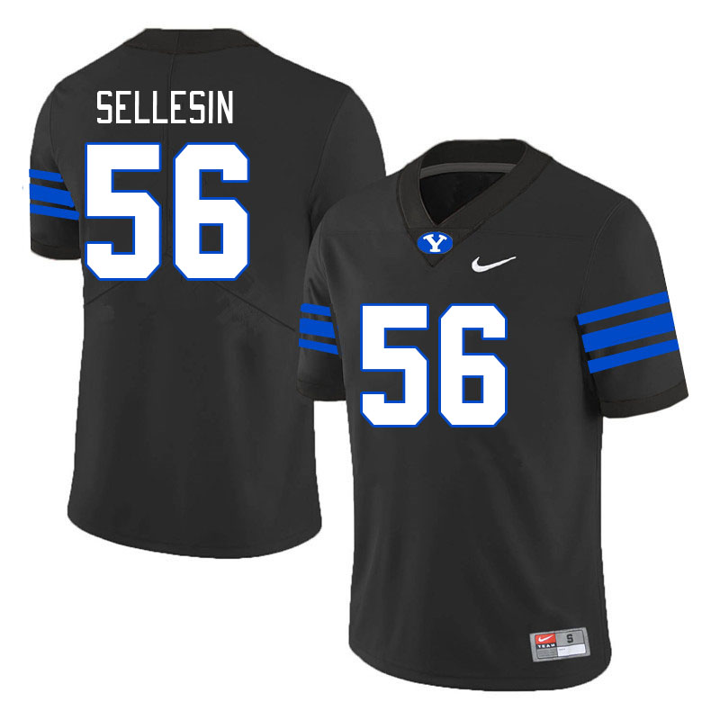 Men #56 Nuuletau Sellesin BYU Cougars College Football Jerseys Stitched-Black - Click Image to Close
